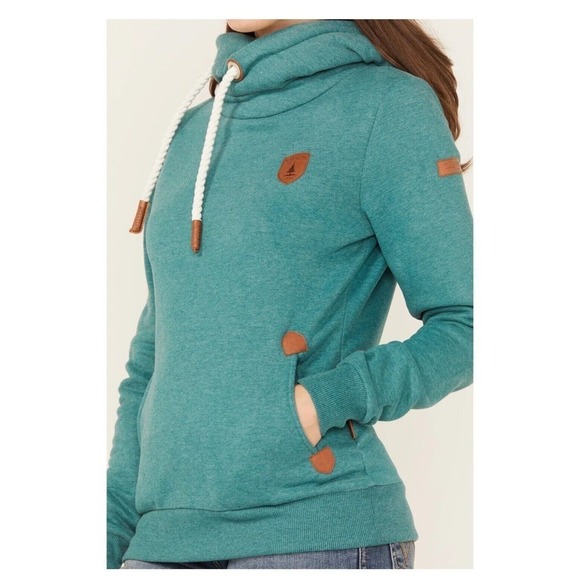 NWOT Wanakome Women's Artemis Cowl Neck Hoodie Artemis Mallard Small RARE Teal - Picture 3 of 15